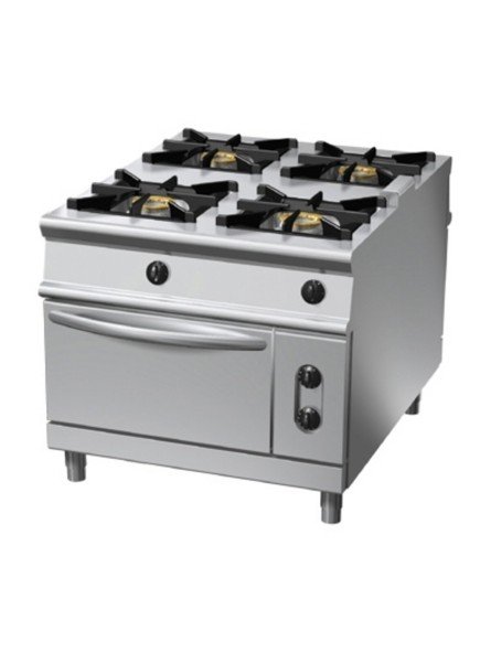 4-burner-gas-cooker-on-gas-oven بوتجاز مطعم غاز 4 شعلات مع فرن – Olis الإيطالي - الصورة 1